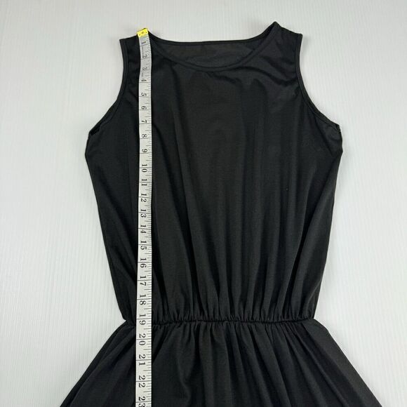 Black Sleeveless Maxi Dress Split Solid Color Casual Size Small Lightweight - Picture 9 of 12